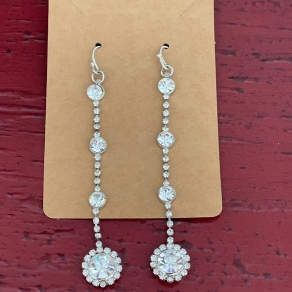 VTG Fashion Jewelry Cubic Zirconia Dangle Earrings  # 231 - Picture 3 of 5